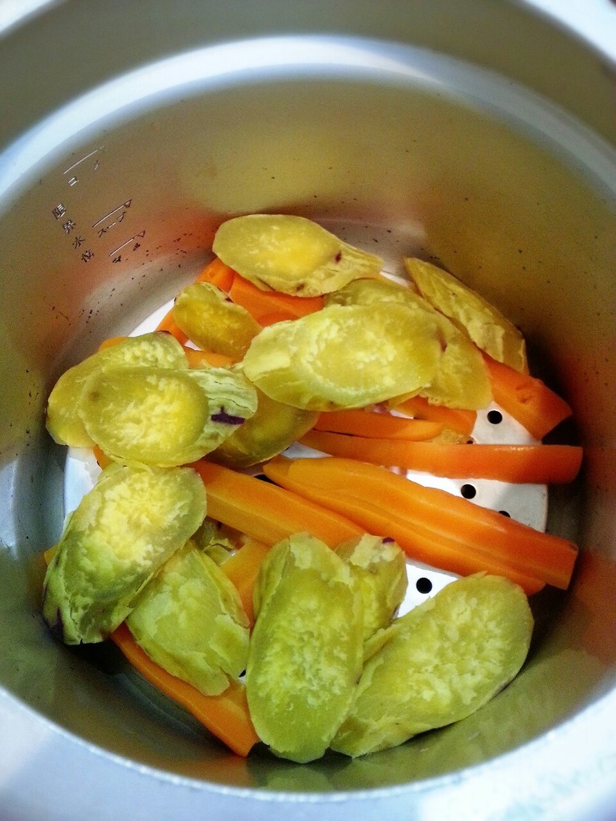 圧力鍋で簡単な野菜蒸し。離乳食に。の画像