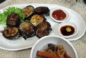 茄子の挽肉はさみ焼き