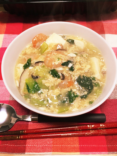 あったまる♡海老と豆腐のあんかけスープの写真