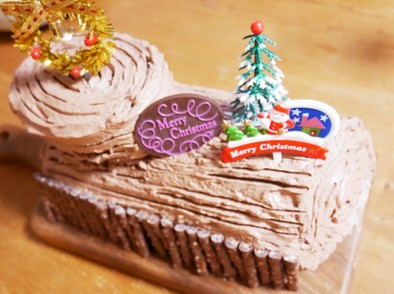 チョコロールケーキ（ブッシュドノエル）の写真