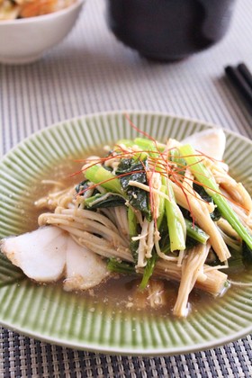 タラと小松菜のゴマだれレンジ蒸し