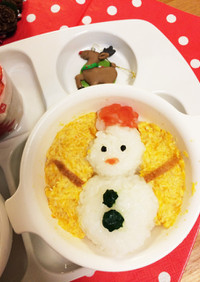 離乳食で簡単クリスマス☆雪だるまのお粥