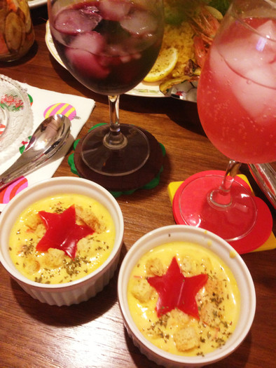 クリスマス♡コーンパプリカスープの写真