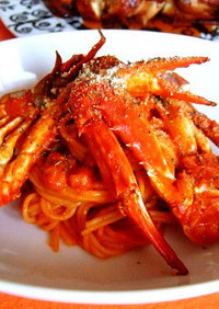 ワタリガニのトマトクリームスパゲティ。