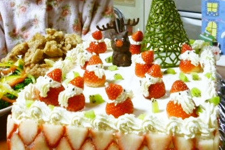 14クリスマスケーキデコ 大人数で レシピ 作り方 By Crue7 クックパッド