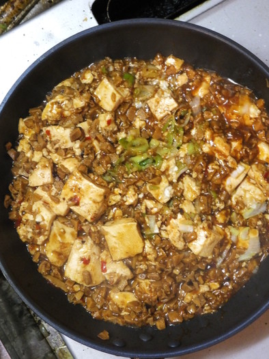 高野豆腐の粗挽き肉を使った四川風麻婆豆腐の写真