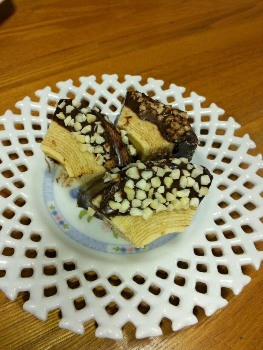 バウムクーヘンのチョコレートがけ☆の画像