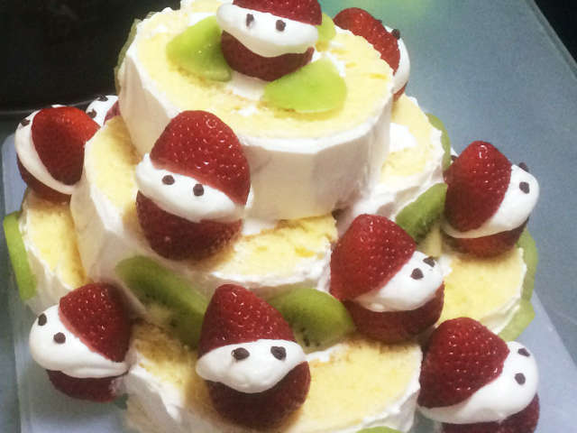 年の最高 クリスマス ロール ケーキ デコレーション 食べ物の写真