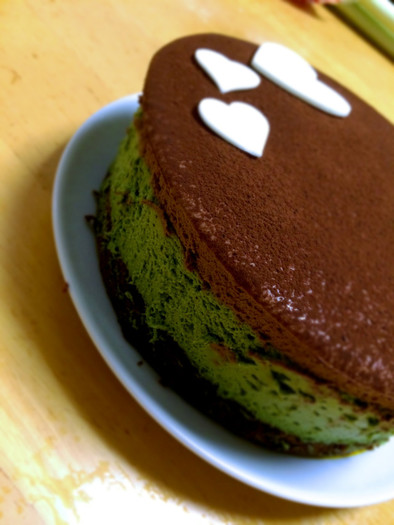 クリスマスに☆抹茶とチョコのムースケーキの写真
