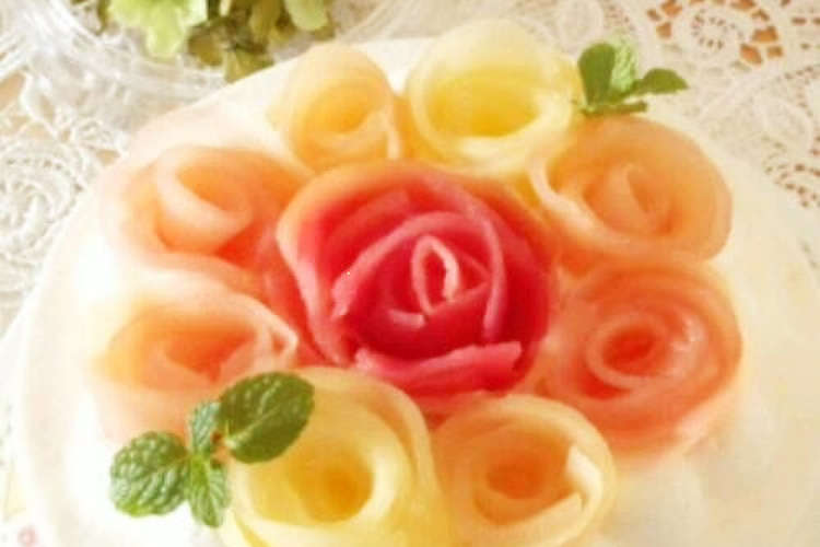バラの花束 りんごコンポートレアチーズ レシピ 作り方 By あさごはん０２１３ クックパッド