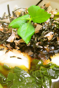 ＊小松菜のお醤油雑煮＊鰹節と海苔をかけて
