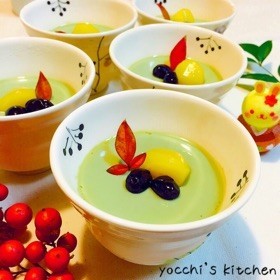 簡単正月デザート!抹茶の豆乳プリン