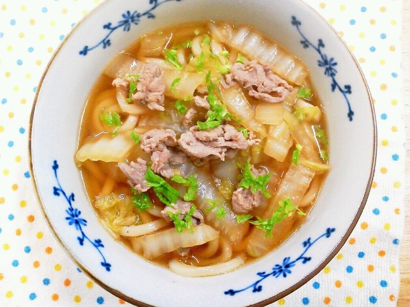 めんつゆで簡単♪肉うどん 白菜入り。。 by AKARU☆ 【クックパッド】 簡単おいしいみんなのレシピが336万品