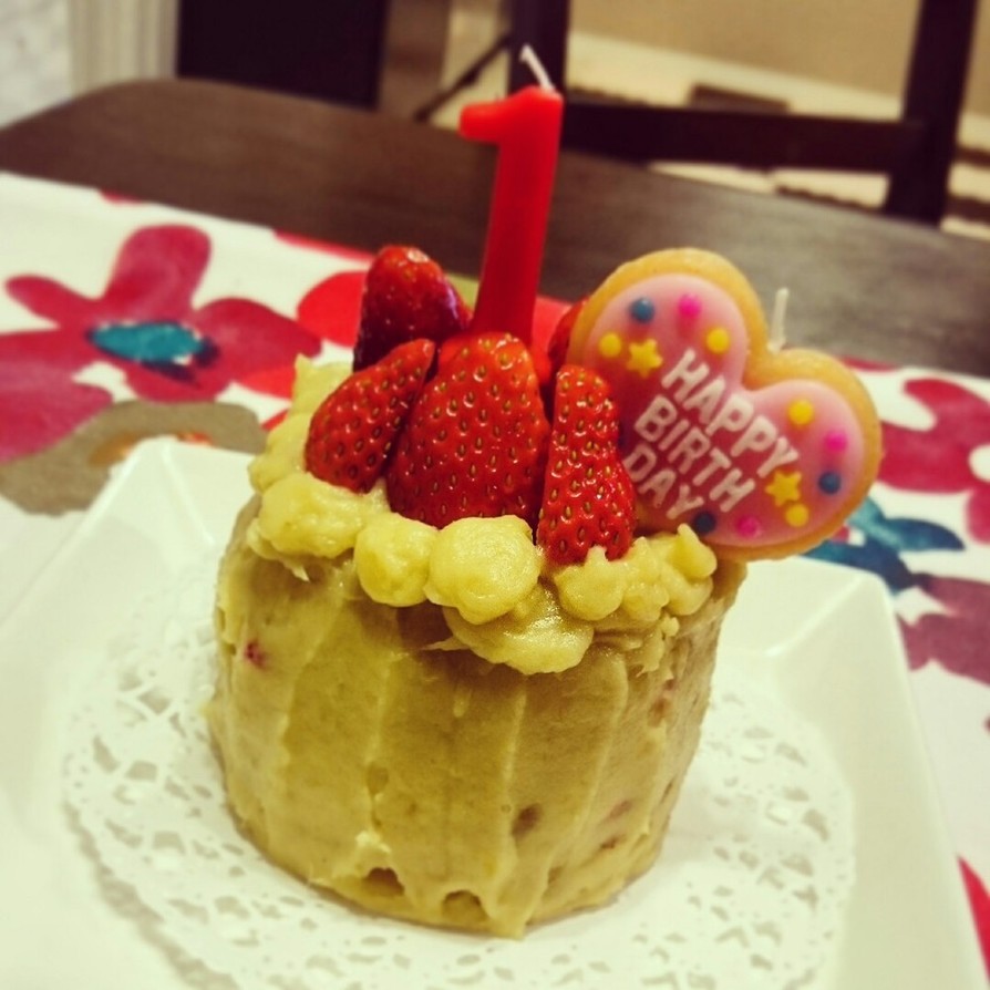 1歳♡お誕生日ケーキ♡卵牛乳小麦不使用の画像