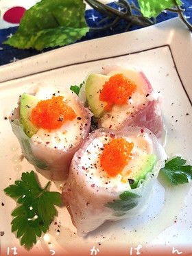 生ハムと豆腐とアボの生春巻き✿