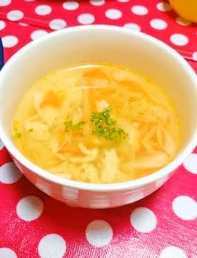 千切りキャベツと鶏挽肉のスープ