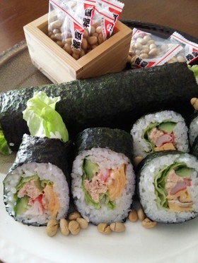 節分☆恵方巻き!簡単・太巻き!サラダ♪