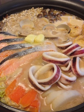 魚介が美味しい石狩鍋 まろやか酒粕仕立て