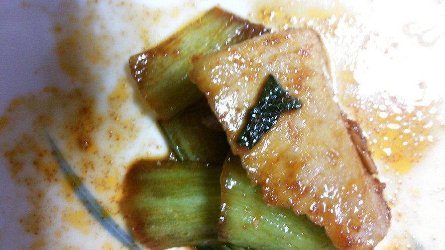カジキマグロと青梗菜辛み炒めの画像