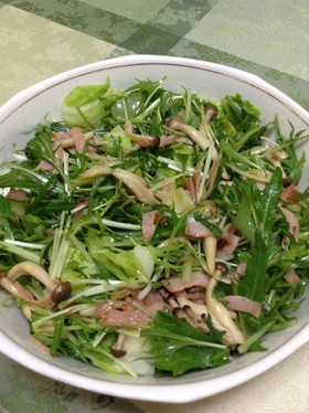 ☆水菜としめじとハムの冬サラダ