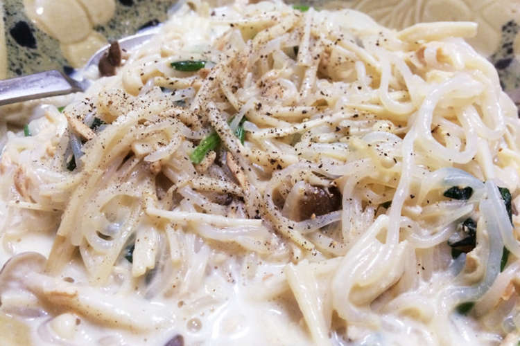 糸こんにゃくでクリームパスタ レシピ 作り方 By ころ１ クックパッド 簡単おいしいみんなのレシピが352万品