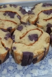 くるみと紫さつま芋のくるくるパンケーキ