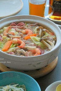 八宝菜風♢豚と海鮮の酒粕鍋