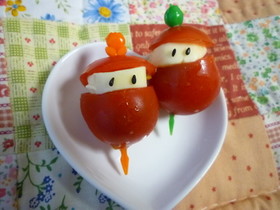 ミニトマトとチーズで簡単キャラ弁おかず♪