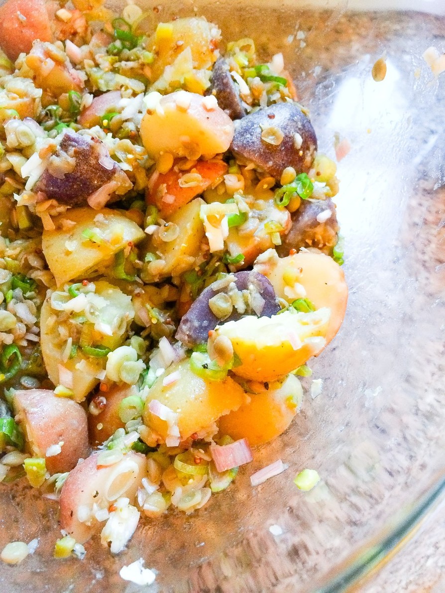レンズ豆とジャガイモの温かいサラダの画像