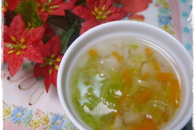 離乳食後期 人参じゃがいも白菜の味噌汁 レシピ 作り方 By 和の離乳食 中田馨 クックパッド 簡単おいしいみんなのレシピが370万品