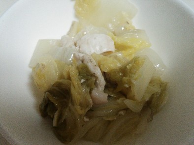 白菜と鶏肉のマーガリン煮の写真