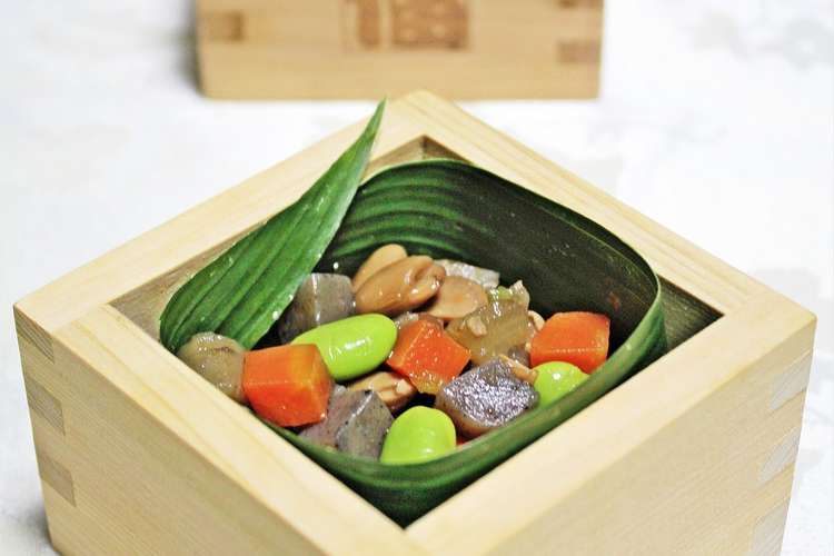 煎り大豆で 富九豆 ふくまめ の彩り煮 レシピ 作り方 By Gingamom クックパッド