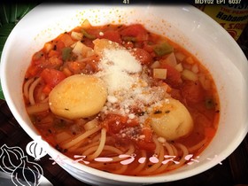季節野菜スープでスープパスタ《リメイク》