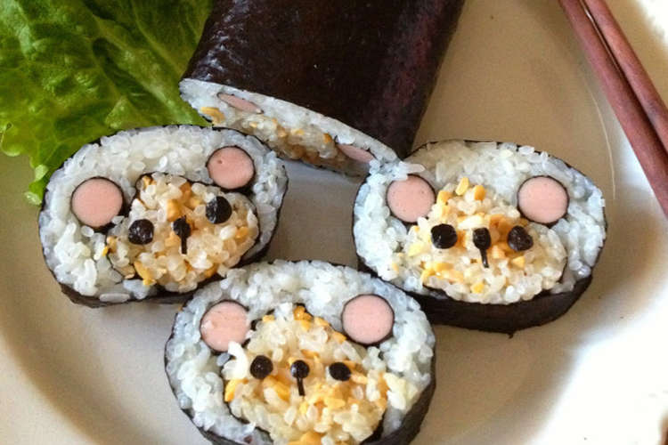 くまさんの納豆巻き キャラ弁にも レシピ 作り方 By ひのちゃんママ クックパッド
