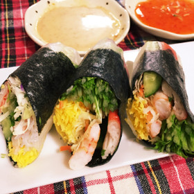 生春巻き(恵方巻風に)