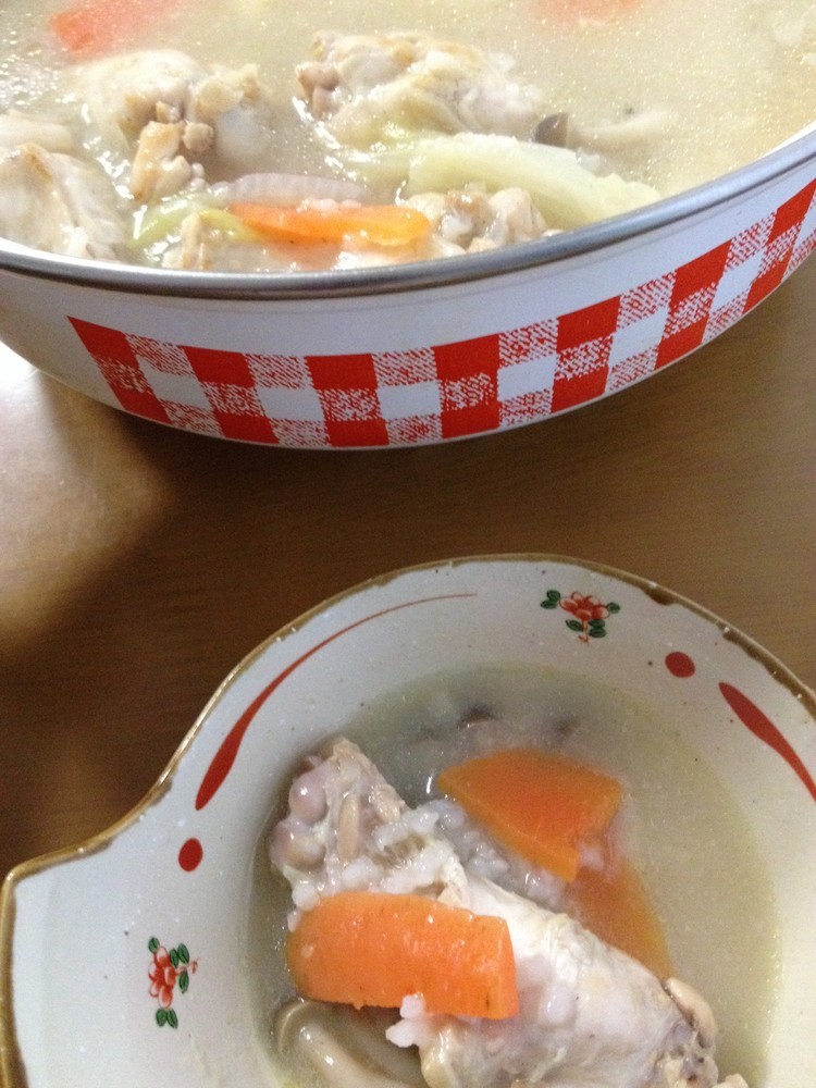 残った雑穀ご飯でトロトロ❤︎手羽元コラーゲン鍋の画像