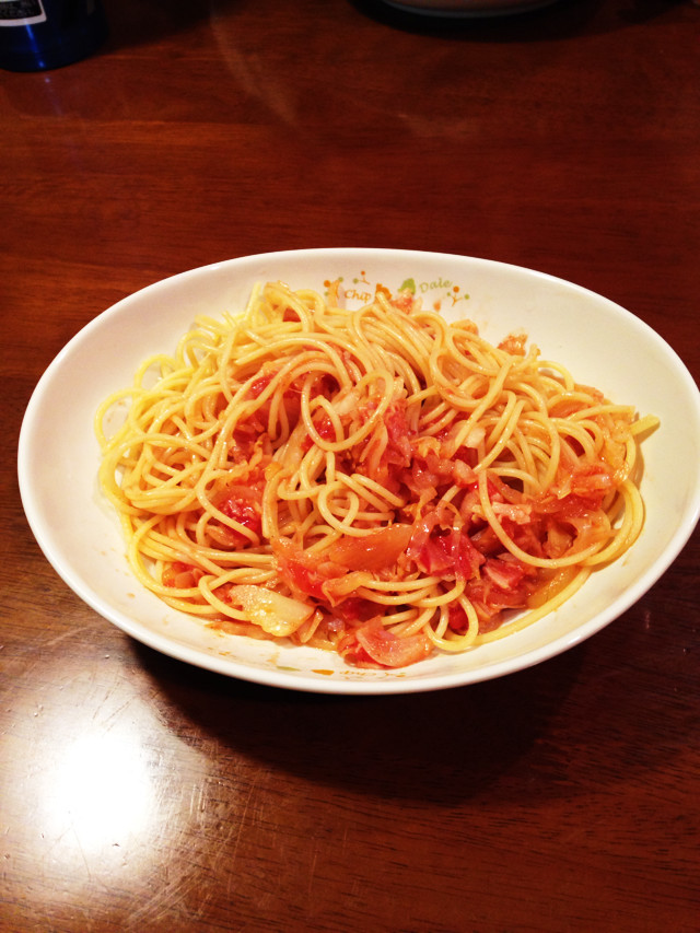 玉キャベーコンのスパゲティーの画像