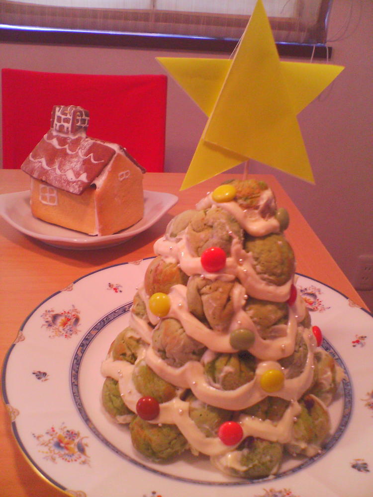 たこ焼きホットケーキでクリスマスツリー☆の画像