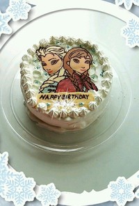 アナ雪 誕生日ケーキ シフォン デコ
