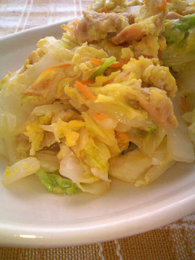 $節約おかず$白菜のツナたま炒め