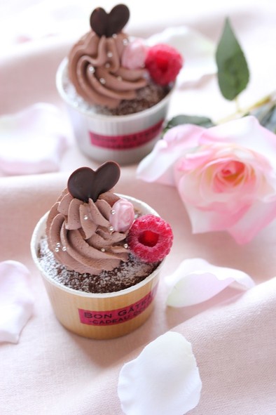 ふんわりカップケーキ☆バレンタインにの写真
