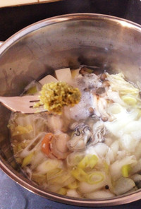 柚子胡椒と塩麹のかき鍋