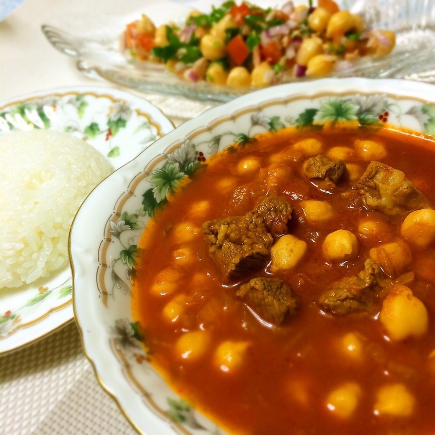 トルコ家庭料理☆ひよこ豆とお肉のトマト煮の画像