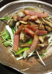 舞茸とベーコンと水菜のバルサミコサラダ
