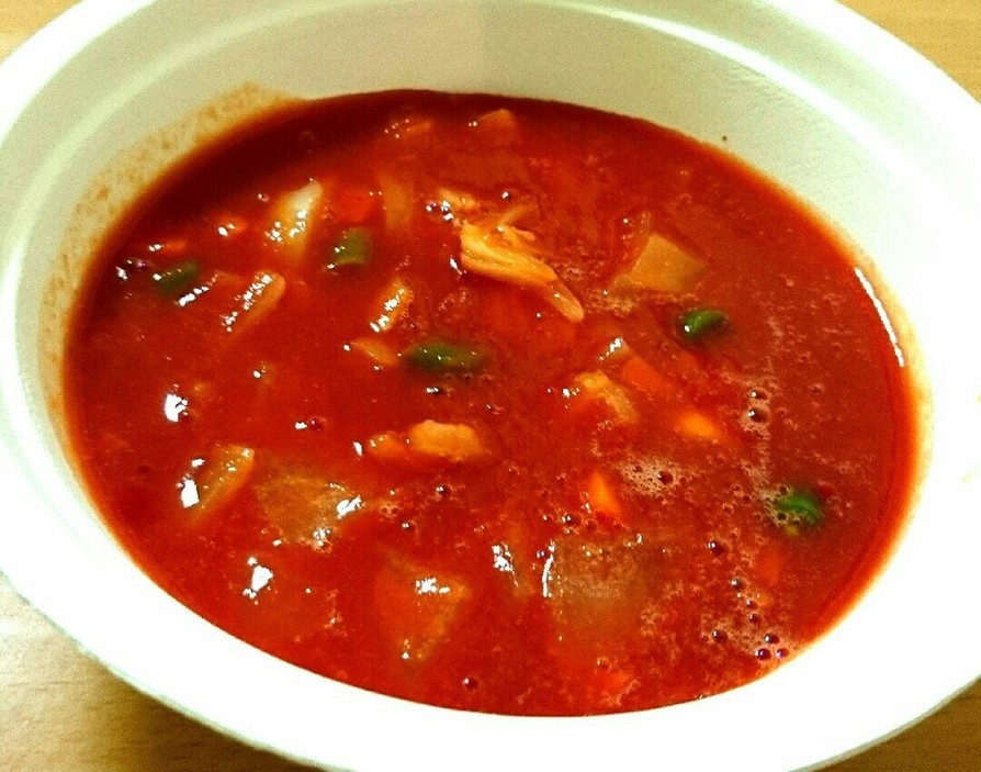 レンジで簡単❗野菜のトマトスープの画像