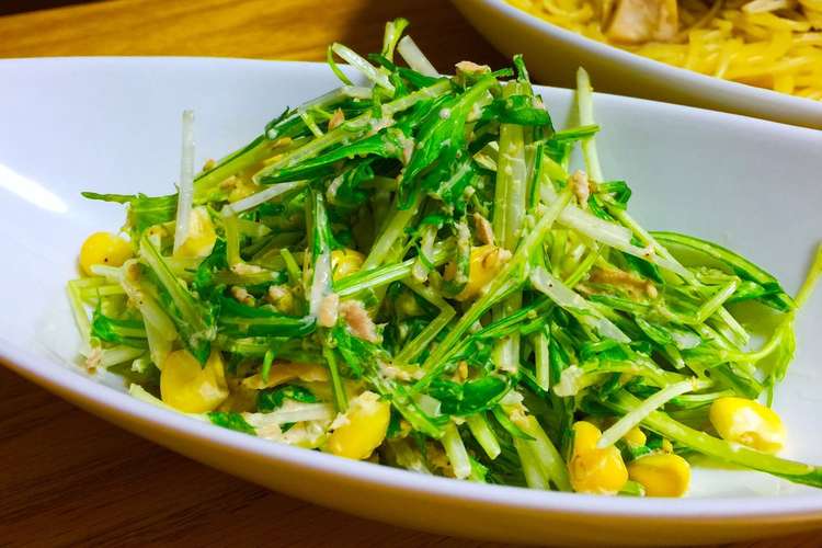 シャキシャキ水菜とコーンのごまツナサラダ レシピ 作り方 By にし とも クックパッド 簡単おいしいみんなのレシピが352万品