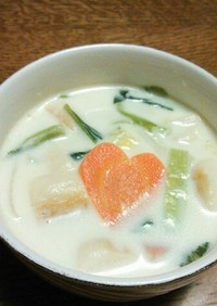 お麸と小松菜のミルクスープ