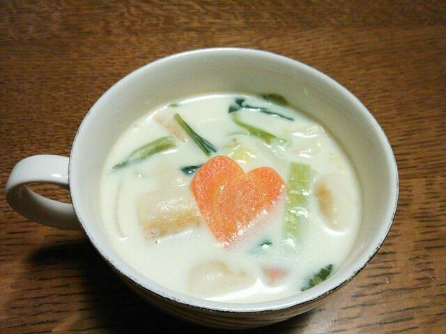 お麸と小松菜のミルクスープの画像