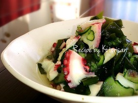 ✽定番副菜♡たこと胡瓜とわかめの酢の物