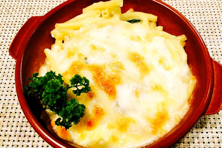 簡単時短 サーモンとほうれん草のグラタン レシピ 作り方 By ポテチ犬 クックパッド 簡単おいしいみんなのレシピが366万品